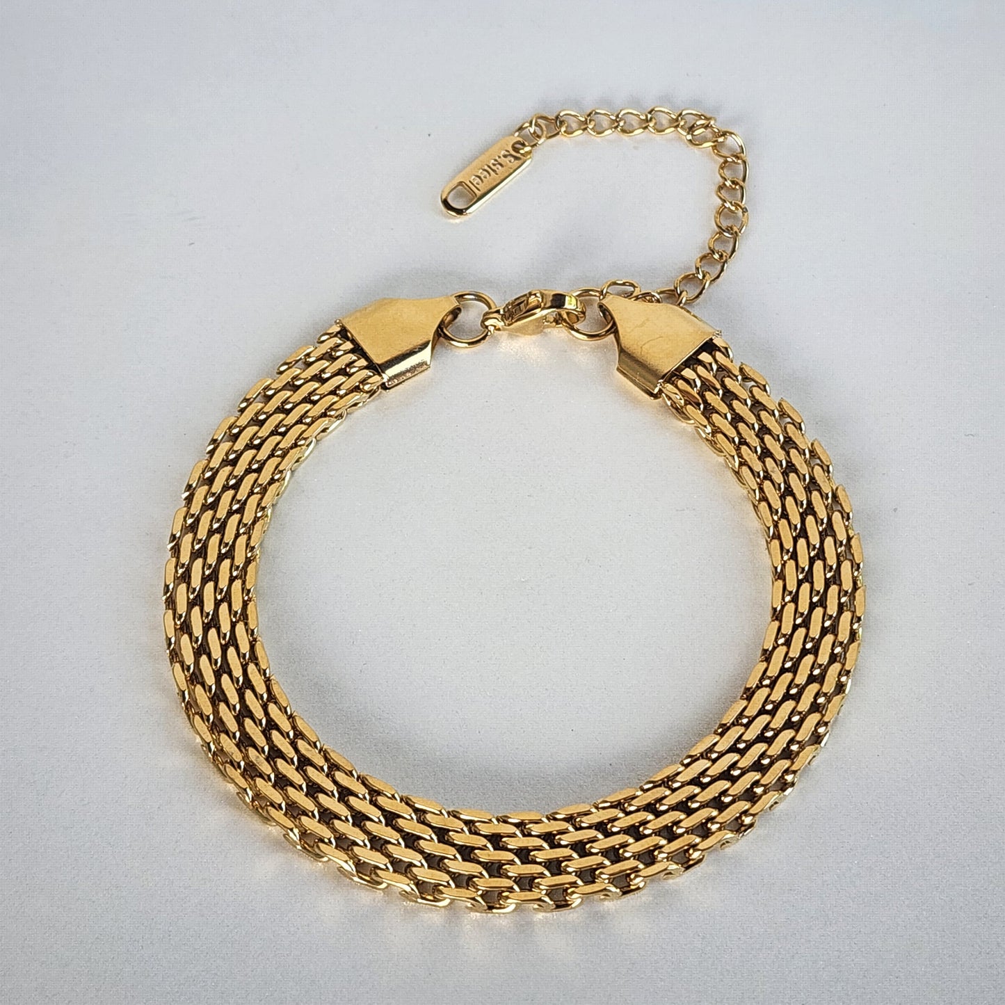 PULSERA TEJIDO CHINO DOBLE CARRIL 6mm ORO 18k LAMINADO