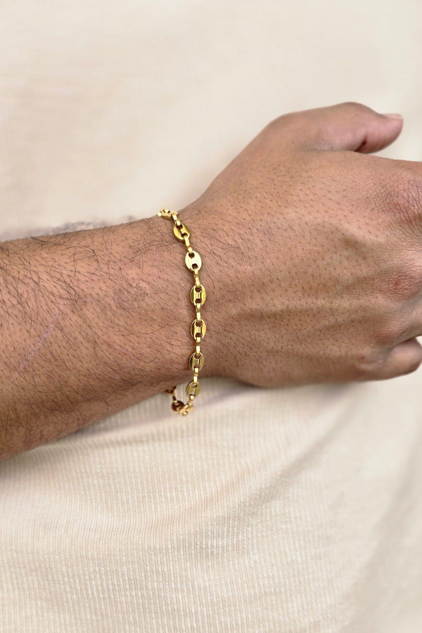 PULSERA TEJIDO ANCLA 6mm ORO 18k LAMINADO