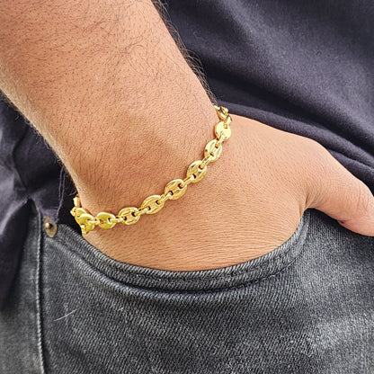 PULSERA TEJIDO ANCLA 6mm ORO 18k LAMINADO