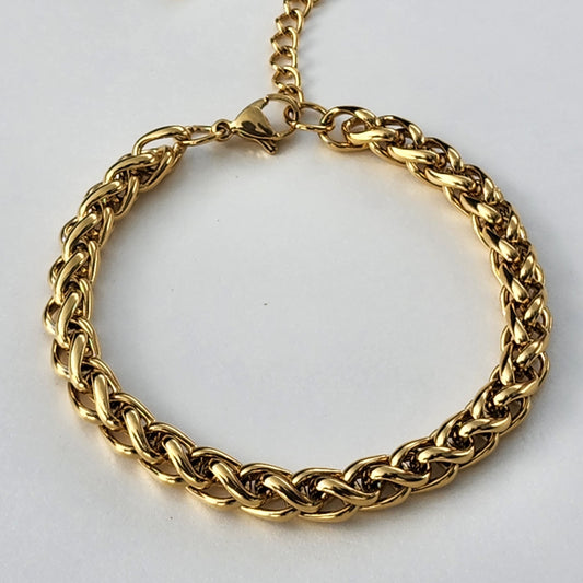 PULSERA TEJIDO TRIGO 5mm ORO 18K LAMINADO