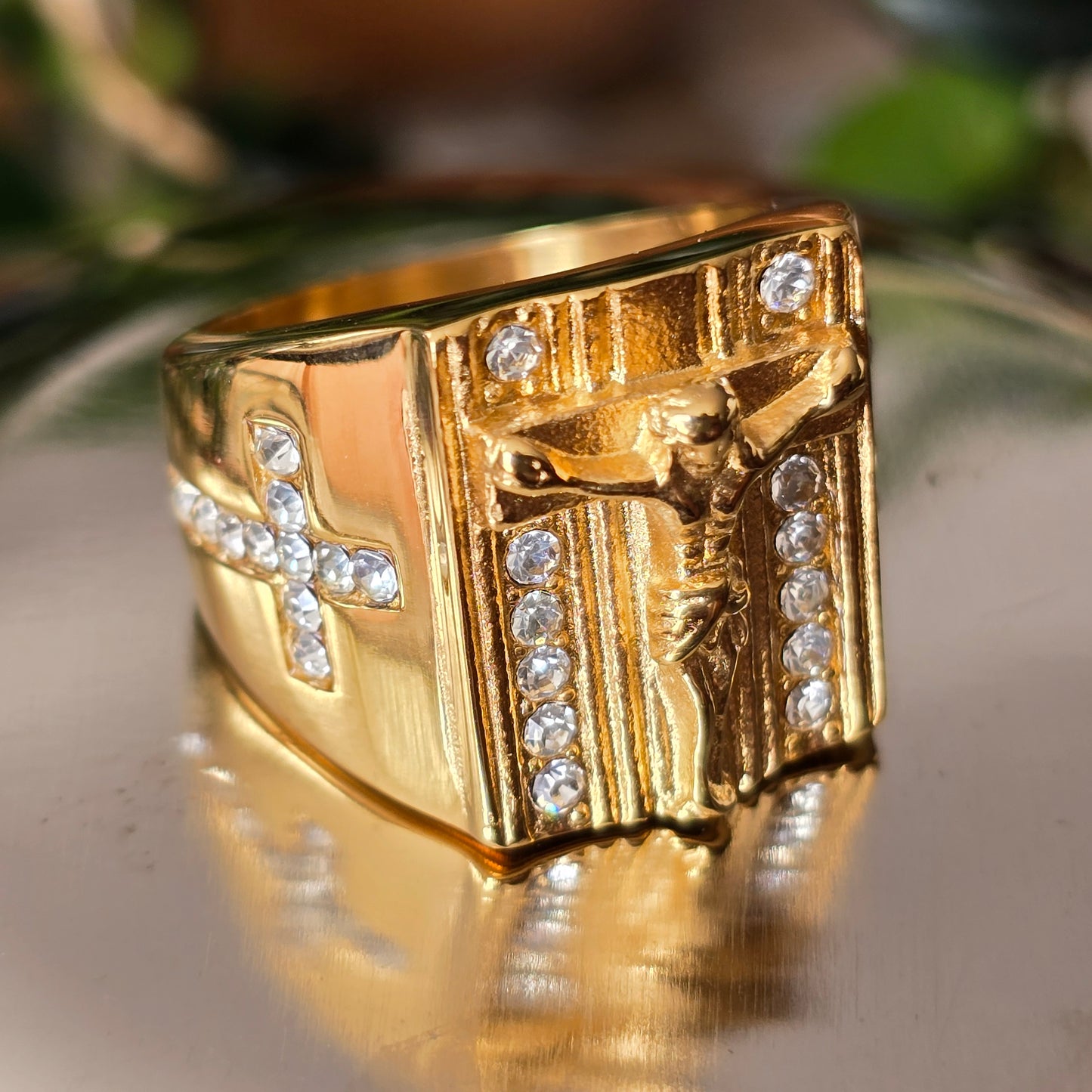 ANILLO SANGRE DE CRISTO ORO 18K LAMINADO