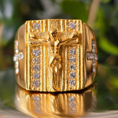 ANILLO SANGRE DE CRISTO ORO 18K LAMINADO